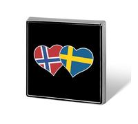 Iceland And Sweden Flag Heart Custom Lapel Pins Square Brooch Tie Suit Dress Accessories for Men Women Wedding Birthday