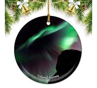 Iceland Aurora Christmas Ornaments for Tree Ceramic Pendant Double Sided Ornament Decor Xmas Gifts Porcelain Travel Souvenirs
