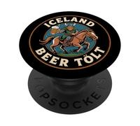 Iceland Beer Tölt Viking Horse Rider Funny PopSockets Adhesive PopGrip