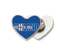 Iceland Country Flag Name Heart Metal Pin Brooch Clip Love