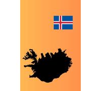 Iceland Country Map and Flag Design Notebook: Gradient Yellow and Orange Background