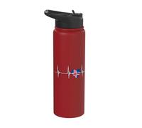 Iceland Flag Heartbeat EKG Pulse Heart Icelandic Pride Stainless Steel Insulated Water Bottle