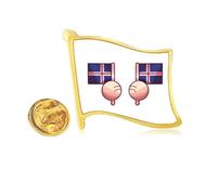 Iceland Flag Island Country Golden Metal Flag Lapel Pin Badge
