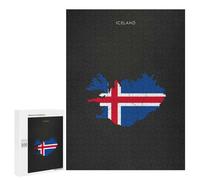 Iceland Flag Map Decorative Wooden Puzzle, 500 PCS - Mindful Gift for Adults, for Relaxing Solo Or Group Play