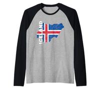 Iceland Flag Map Icelandic Roots Vintage Icelandic Pride Raglan Baseball Tee