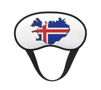 Iceland Flag Map Print Black Out Eye Mask for Sleeping Airplane, Sleep Mask Polyester for Home and Travel