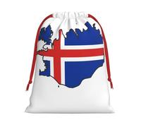 Iceland Flag Map Print Holiday Drawstring Gift Bags, Jewelry Pouch, Reusable Christmas Party Favor Pouchs, M