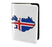 Iceland Flag Map print Travel Wallet Passport Holder Case for Family Leather Passport Cover for Men Women, Black, One Size
