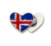 Iceland Flag Pattern Heart Metal Pin Brooch Clip Love