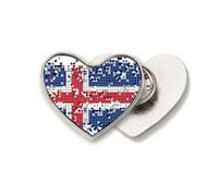 Iceland Flag Pattern Heart Metal Pin Brooch Clip Love