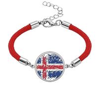 Iceland Flag Pattern Lucky Red String Bracelet Rope Bracelet Handmade