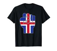 Iceland Flag Raised Fist Icelandic Resilience Islanders T-Shirt
