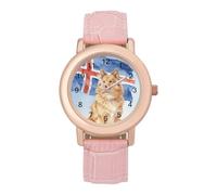 Iceland Flag Sheepdog Women's Easy Read Watches Flexible Three Hand Round Case Quartz Watch for Small Wrists