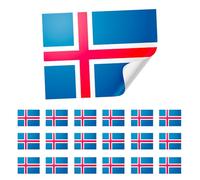 Iceland Flag Stickers - 20 Pack | 8x5cm Paper Stickers with Peel & Stick Backing | Bright, Durable, Easy to Apply | Icelandic Flag Decals for Laptops, Cars, Books & Celebrations