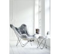 Iceland Flying Goose sheepskin stool Cuero Chrome / Shorn black - 7340172614654