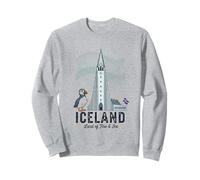 Iceland Hallgrimskirkja Puffin Aurora Borealis Sweatshirt