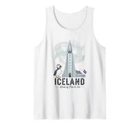 Iceland Hallgrimskirkja Puffin Aurora Borealis Tank Top