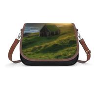 Iceland Hut Grass Coast Sea Sun Rays Shoulder Bag for Women, Handbag with Adjustable Strap & Inner Pocket, Crossbody Bag for Daily Commute Travel