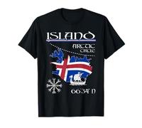 Iceland - Island Flag - Arctic Circle - Viking Ship & Vegvís T-Shirt