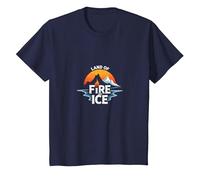 Iceland Land of Fire and Ice Adventure Graphic T-Shirt, Kids, Navy, 10 Years