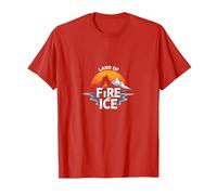 Iceland Land of Fire and Ice Adventure Graphic T-Shirt, Men, Red, XL
