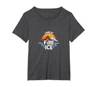 Iceland Land of Fire and Ice Adventure Graphic T-Shirt, Women's Plus, Dark Heather Grey, 1X