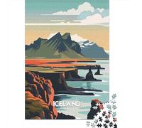 Iceland Landscape Art 1000 Piece Thickened Jigsaw Puzzle Grown-Ups Easy Store Relaxation Hobby Engaging Brain Teaser 38x26cm/1000pcs