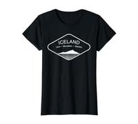 Iceland Mountains Gift Reykjavik Souvenir Volcano Europe Value Graphic T-Shirt, Women, Black, S