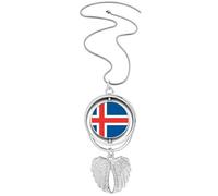 iceland national flag eu country Pendant Angel Wings Rotating Necklace Jewelry