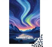 Iceland Northern Lights 1000-Piece Puzzle for Adults, 70x50cm/1000pcs, to Return to Whenever Time Permits; Clean White Card Pieces for Sorting