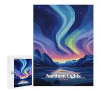 Iceland Northern Lights Decorative Jigsaw for Grown-Ups, 500 PCS - New Year Decoration; for Shared Table Time
