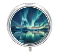 Iceland Northern Lights Pill Box 3 Compartment Small Portable Medicine Case Pill Organizer for Pocket Purse