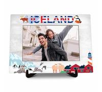 Iceland Pictures Frame, Wooden Desktop Photo Frame with Stand, Icelandic Souvenirs For woman Man, Iceland Family Vacation, Iceland Wedding Gifts, Farmhouse Home Living Room Bedroom Decoration -a66
