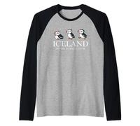 Iceland Puffin Walking Club Vintage Icelandic Souvenir Raglan Baseball Tee