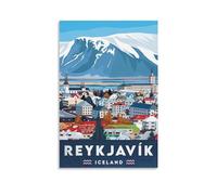 Iceland Reykjavík Vintage Travel Posters Snow Mountain Tow Canvas Art Print Office Family Bedroom Decorative Posters Gift Wall Decor Poster 16x24inch(40x60cm) Unframe-style