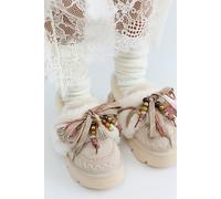 Iceland Shearling Moccasins by Nan-Ku Couture at Free People in Beige, Size: EU 38 - female