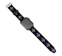Iceland Skull Flag Cute Leather Watch Strap Compatible with IWatch Sport Replacement Band for Men Women