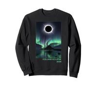 Iceland Solar Eclipse 2026 Aurora Borealis Illustration Sweatshirt