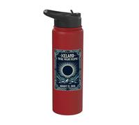 Iceland Total Solar Eclipse 2026 Aurora Borealis Viking Sky Stainless Steel Insulated Water Bottle