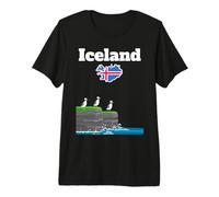 Iceland Trip Souvenir Puffin Colony Sea Cliffs Iceland map Premium T-Shirt