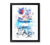 Iceland View Watercolour Modern Framed Print | A4 Black Framed Wall Art | Ready to Hang | Modern Historical Picture | Living Room Bedroom Lounge Office
