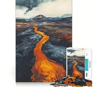 Iceland Volcanic Eruption Landscape Jigsaw Puzzles 1000 Pieces for Adults Creative Play Sharp Detail Real Challenge Home Art (50x75cm)