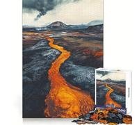 Iceland Volcanic Eruption Landscape Jigsaw Puzzles 1000 Pieces for Adults Creative Play Sharp Detail Real Challenge Home Art (50x75cm)