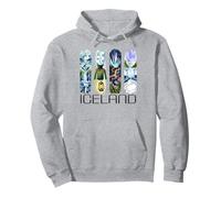 Iceland, Watercolor Brushstroke Travel Design, Puffin Bird Pullover Hoodie