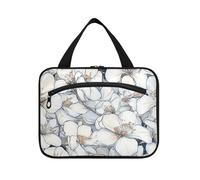 Iceland White Dryad Beauty Flowers Hanging Toiletry Bags for Traveling Women with Hook, Designer Cute Makeup Bag for car for Cruise Travel Toilet estuche de maquillaje para Mujer L