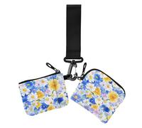 Iceland White Dryad Beauty Flowers Women's Coin Wallet Card Holder Thin Flat Business Card Case Money Organizer with Zipper Coin Pocket for Women 2 Pcs, Iceland White dryad beauty flowers, One Size