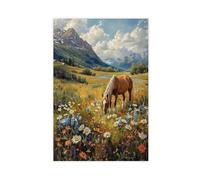 Icelandic Horse Grazing in A Lush Green Canvas Poster Wall Art Decor Print Picture Paintings for Living Room Bedroom Decoration 12x18inch(30x45cm)