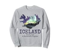 Icelandic Map Fire Ice Northern Lights Icelandic Souvenir Sweatshirt