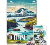 Icelandic Serenity Jigsaw Puzzles for Adults 1000 Piece,Challenging Game Toys Every Piece Is Unique - Challenging Family Fun Game 50x75cm