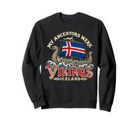 Icelandic Viking Ancestry Iceland Flag Longship Vintage Art Sweatshirt